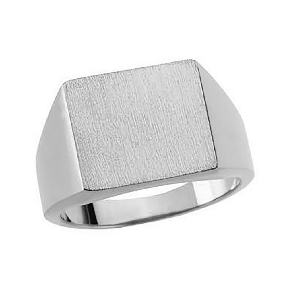 Square Tapered Signet Ring, 13.5x14mm 10k White Gold