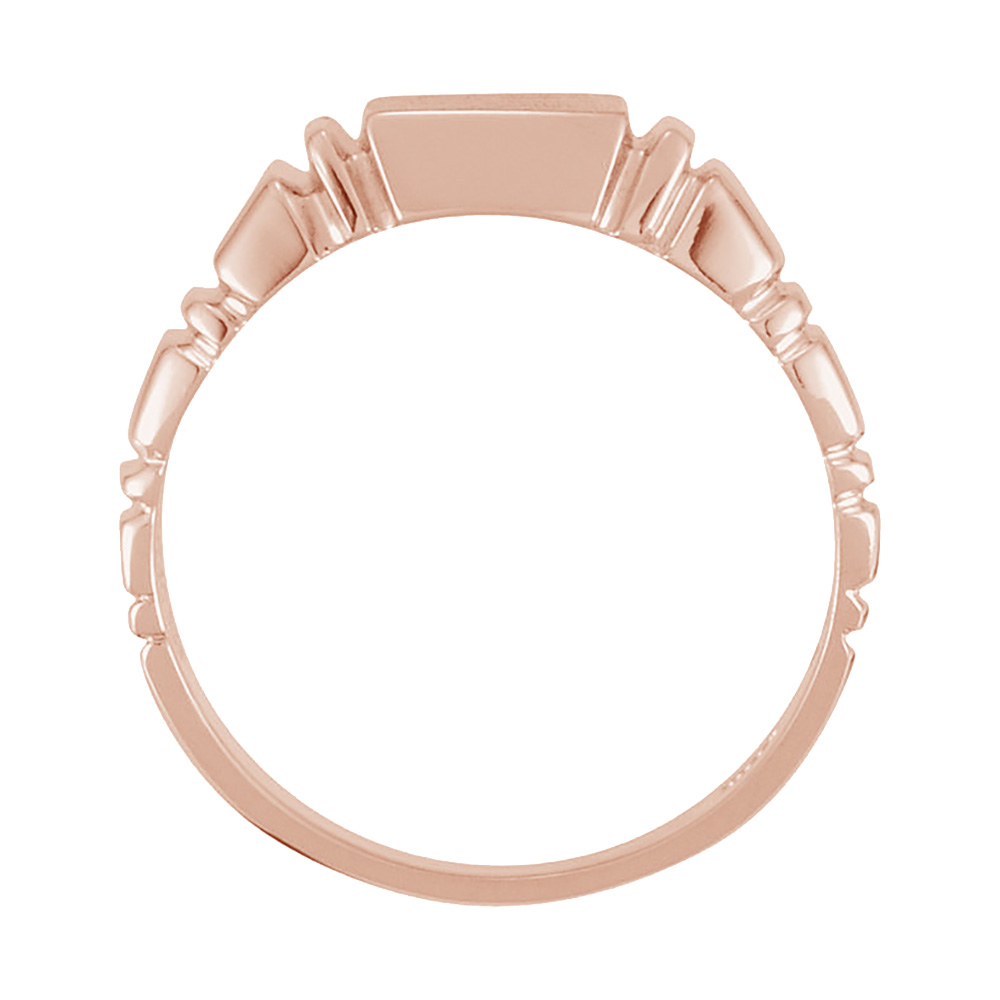 Grooved 9mm Square Signet Ring, 10k Rose Gold