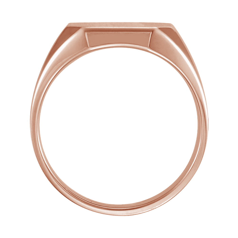 Men's Satin Brushed Signet Ring, 10k Rose Gold (14X12mm)