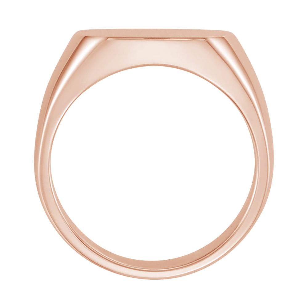 Men's Signet Ring with Brush Top Finish, 10k Rose Gold (20X20mm)