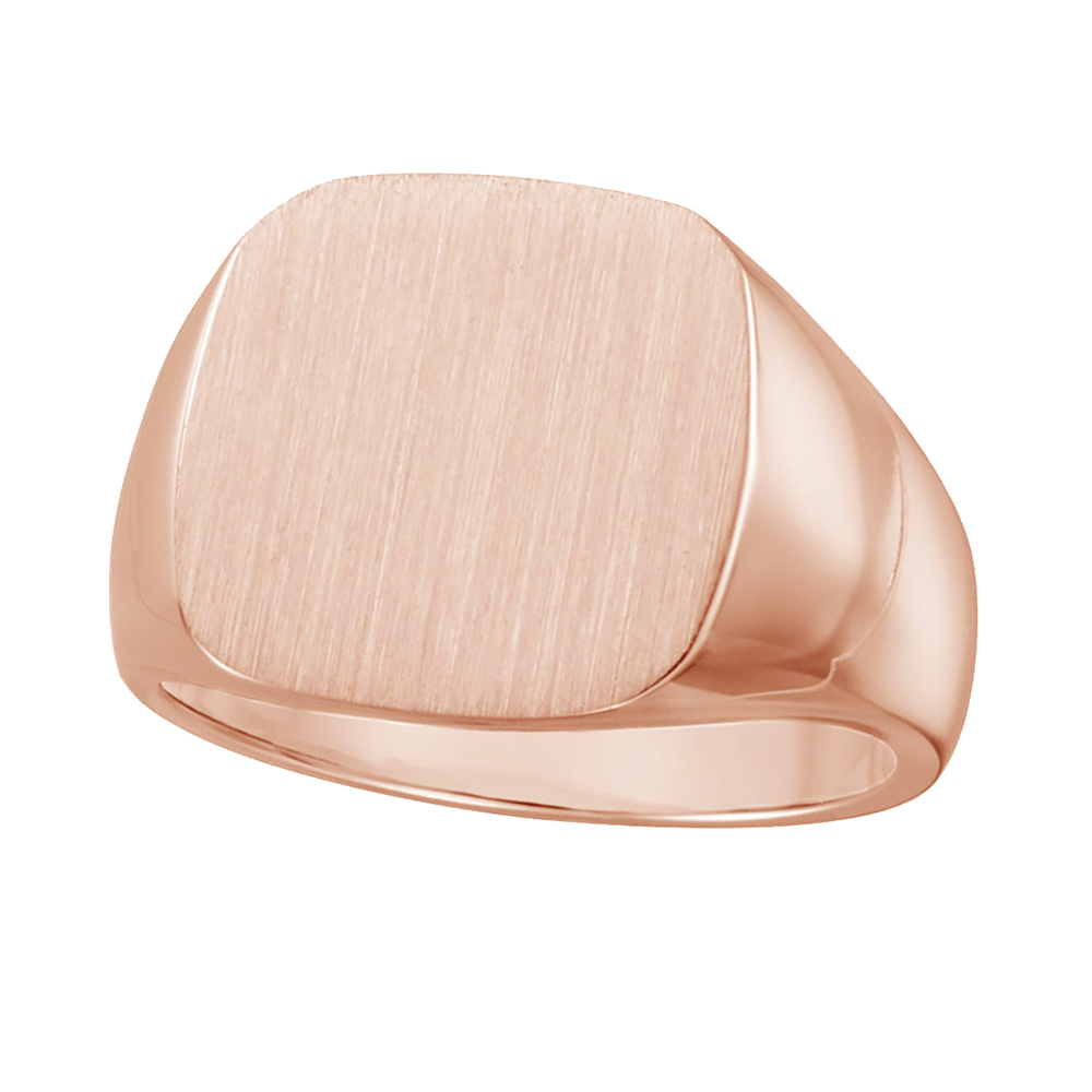 Men's Signet Ring with Brush Top Finish, 10k Rose Gold (20X20mm)