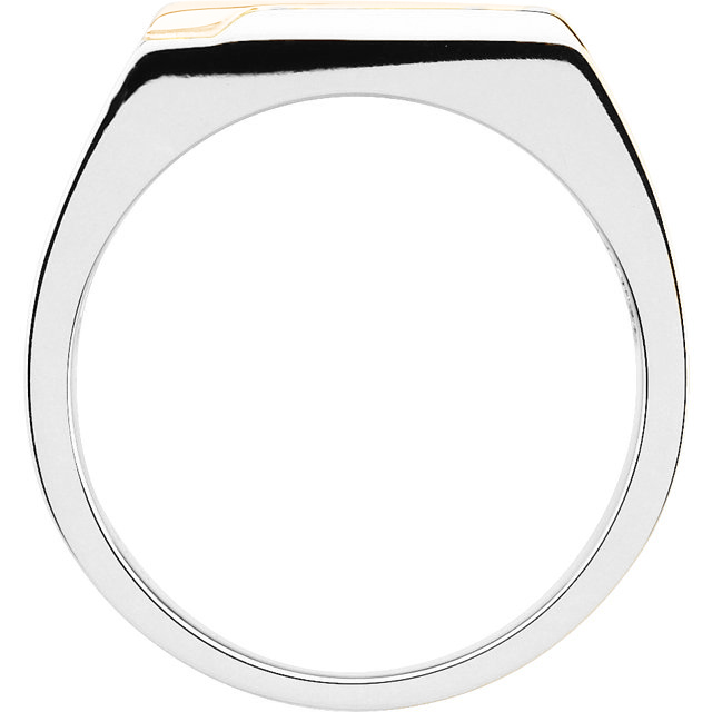 Sterling Silver and 14k Yellow Gold Flat Top Signet Ring