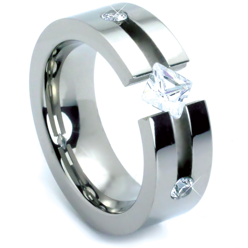 Titanium Tension with Mounted Cubic Zircon. 