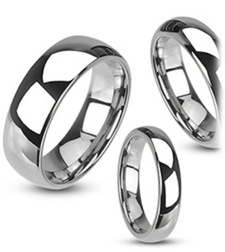 Comfort Fit Tungsten dome bands are 4mm, 6mm and 8mm wide. 