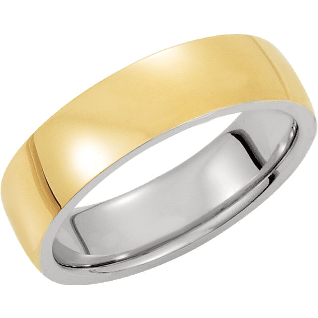 Sterling silver and 14k yellow gold two-tone domed band is stunning. 