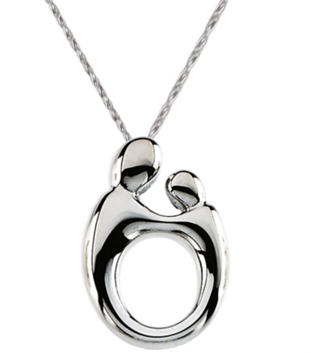 Sterling silver Mother and Child with rope chain, finished with lobster clasp.