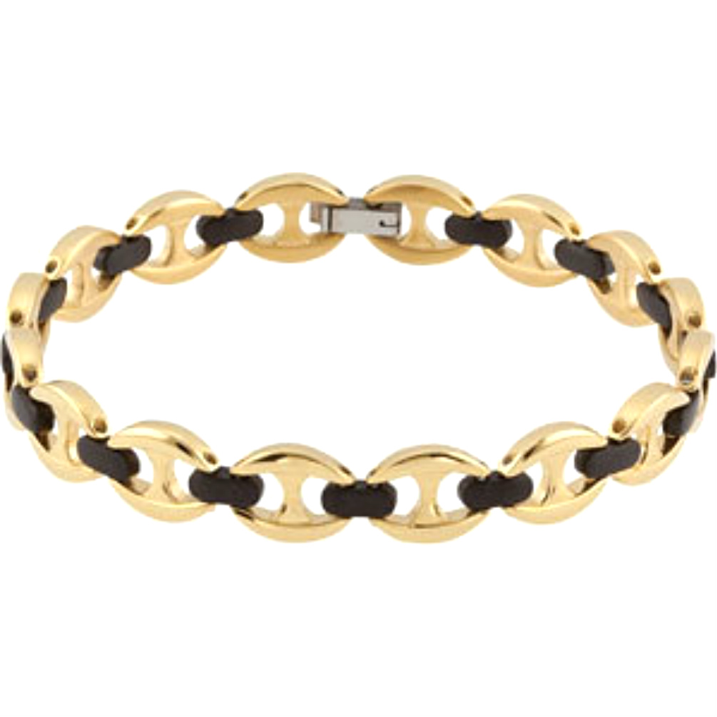 Gold and Black IP Titanium Anchor Link Bracelet, 8.5"