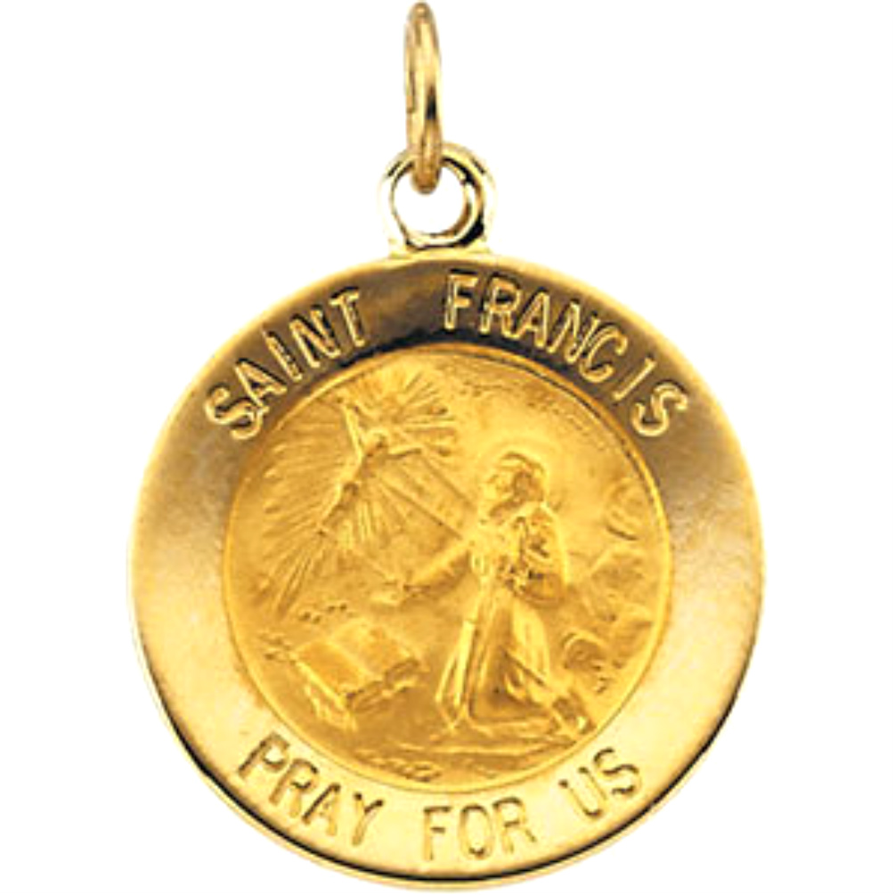 St. Francis of Assisi Medal in 14k yellow gold.