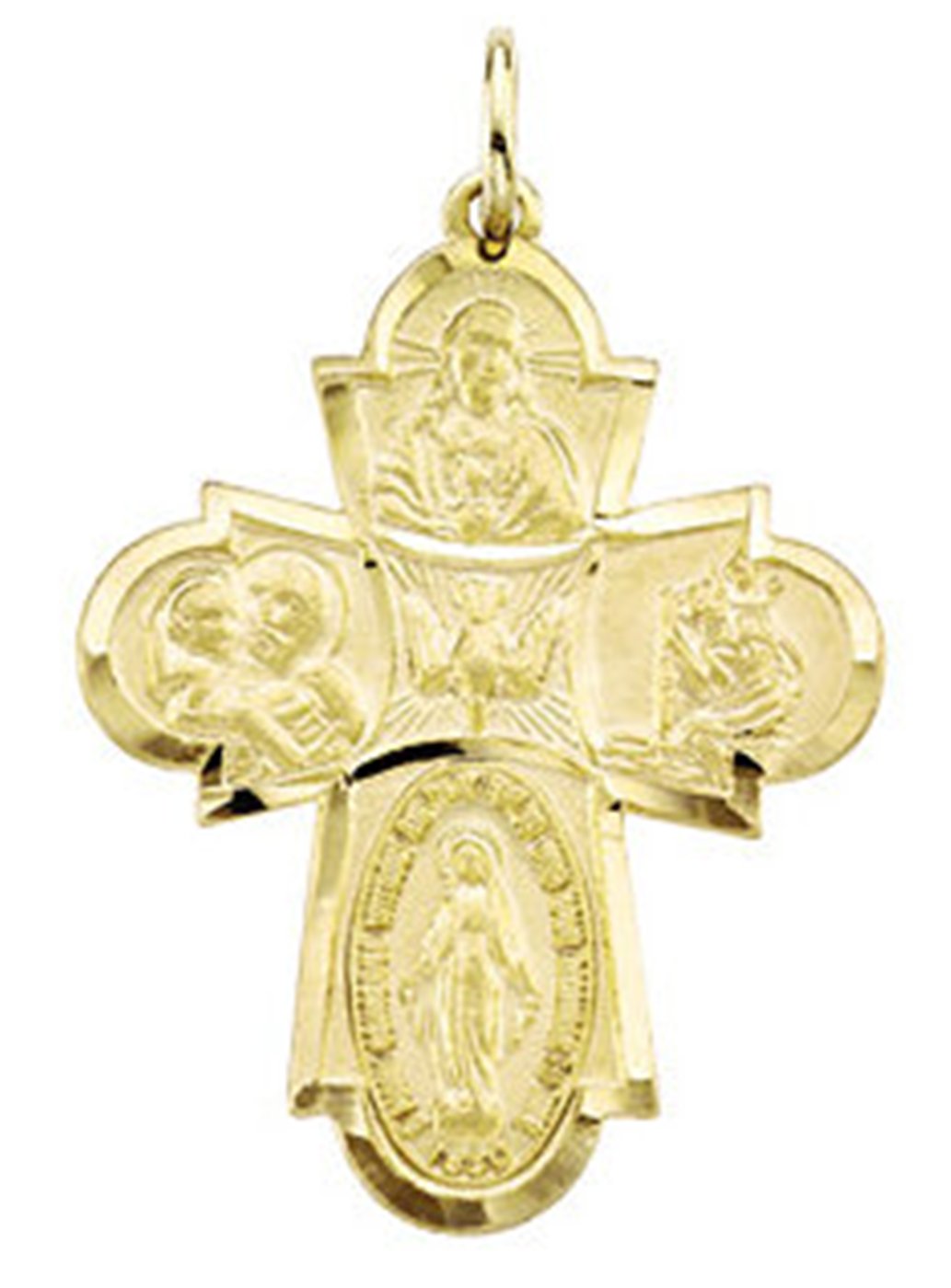 14k Yellow Gold Four Way Cross Medal