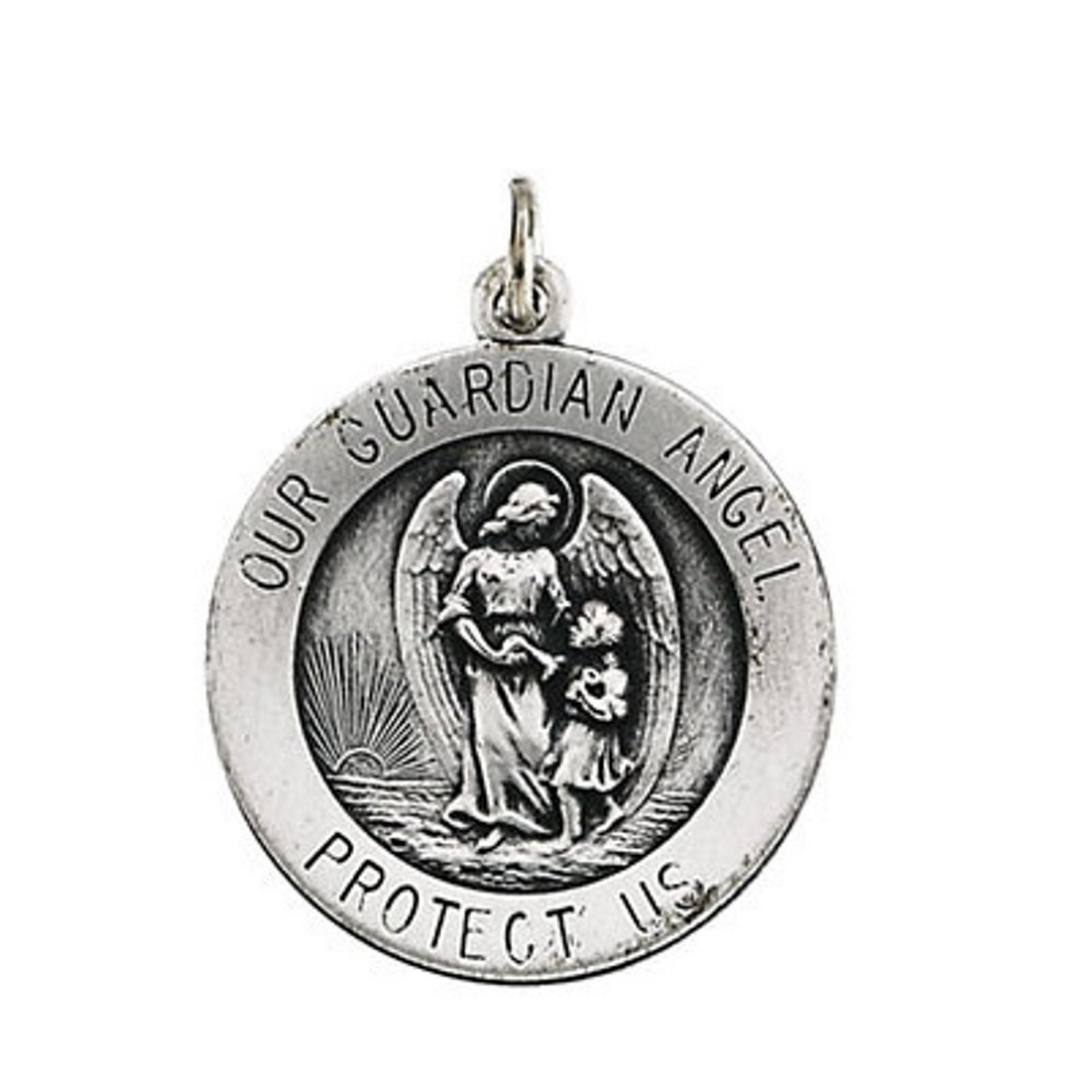 Sterling Silver Guardian Angel Medal.