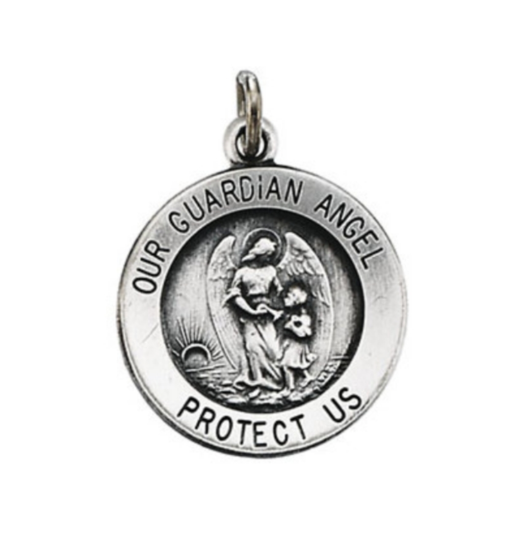 Sterling Silver Guardian Angel Medal (15 MM).