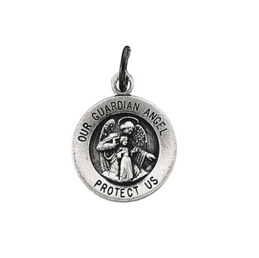 Sterling Silver Guardian Angel Medal (22 MM).