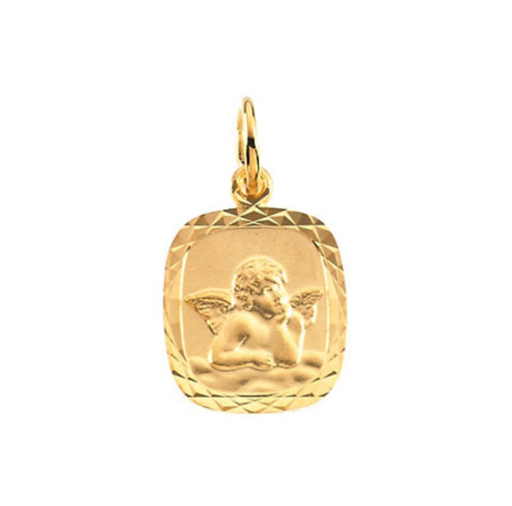 14k Yellow Gold Angel Medal (12x11 MM)