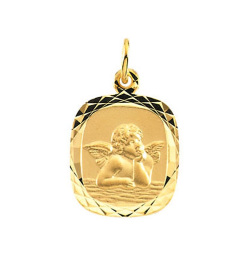 14k Yellow Gold Angel Medal (12x11 MM)