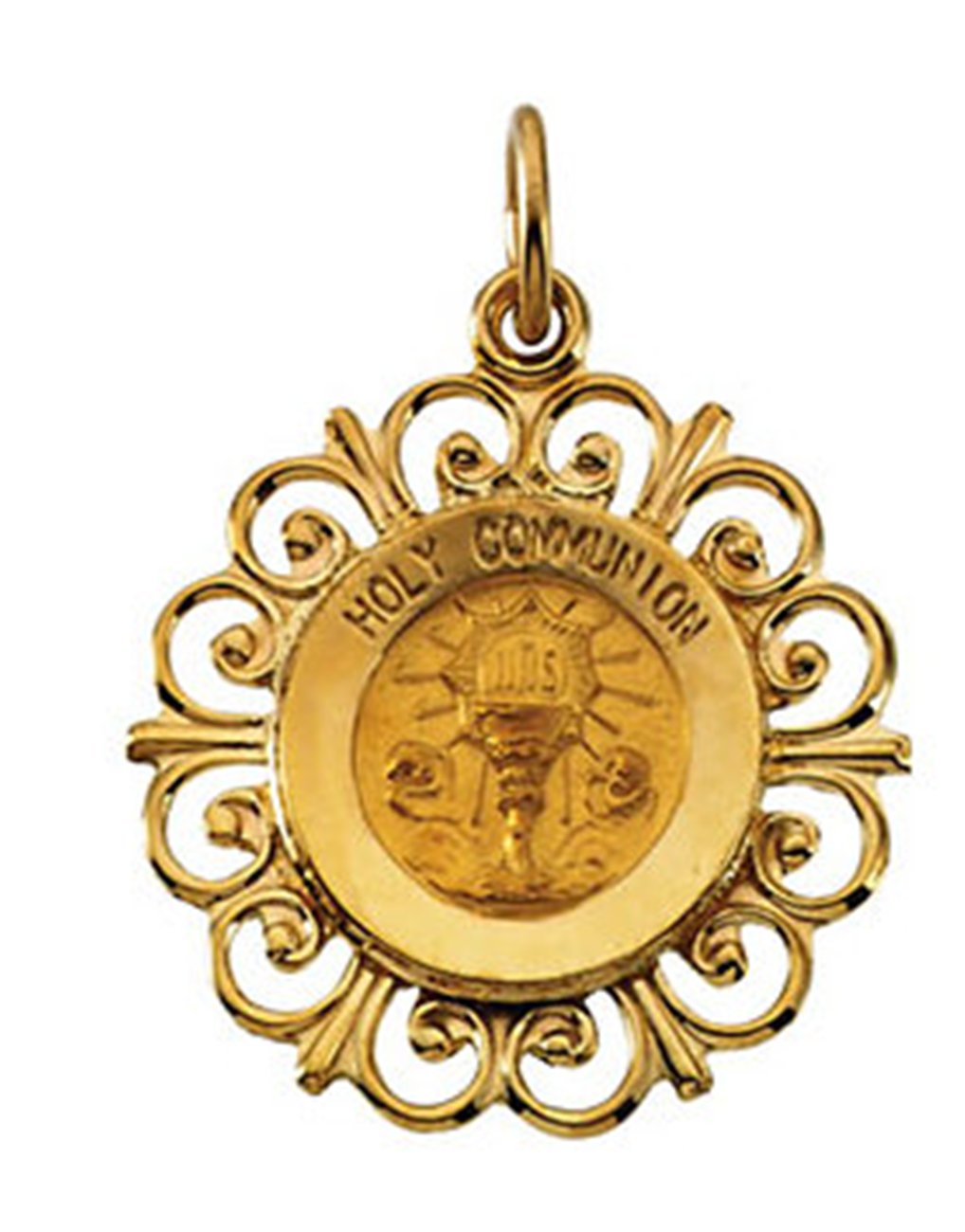 14k Yellow Gold Holy Communion Medal (20x18.5 MM)