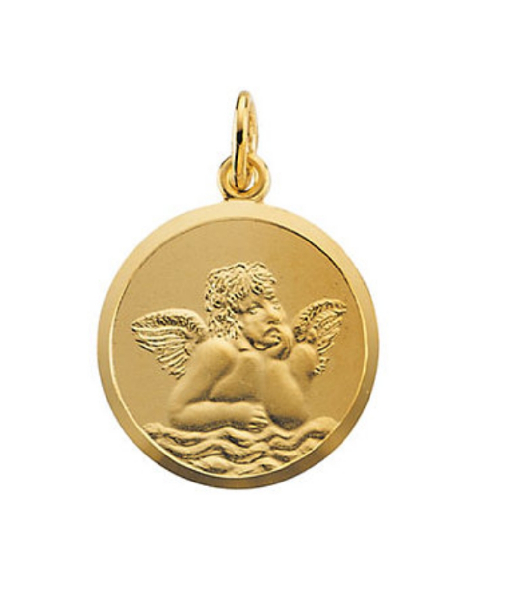 14k Yellow Gold Angel Medal (16 MM).