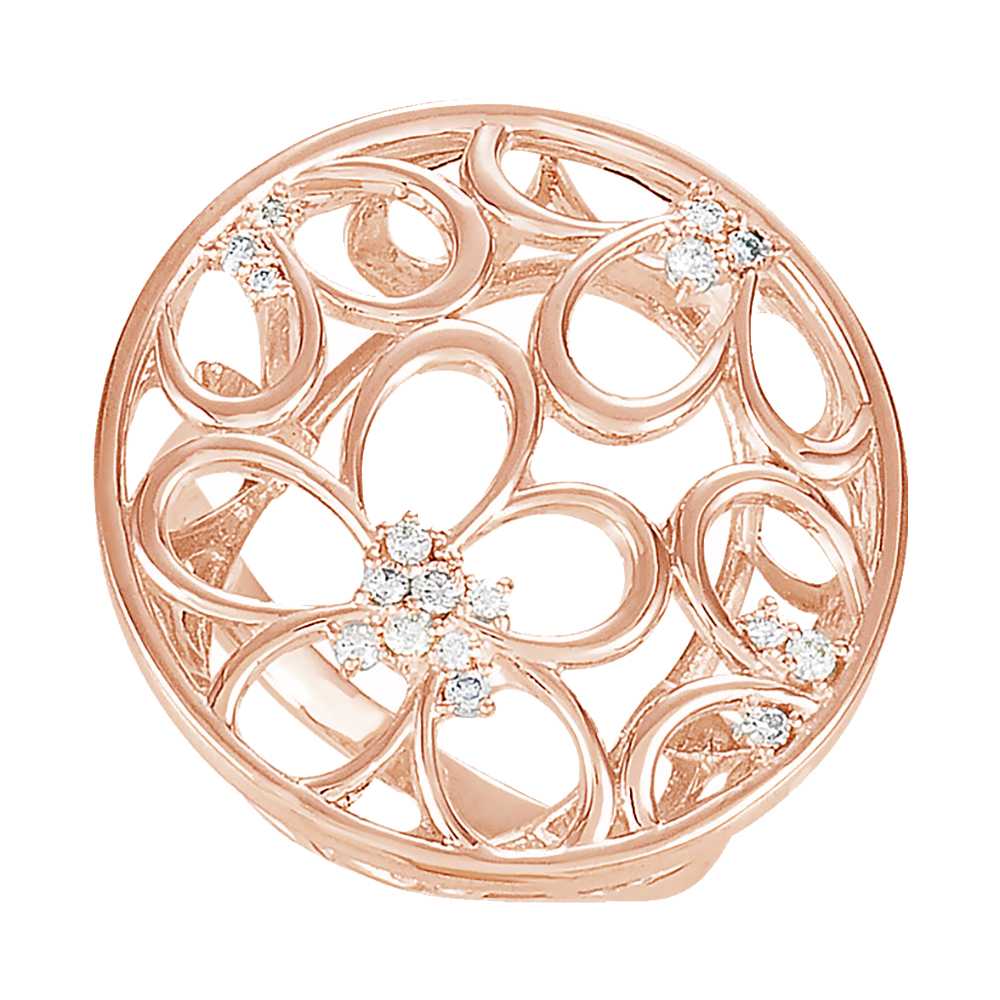 Diamond Flower 10k Rose Gold Ring (1/6 Cttw, GH Color, I1 Clarity)