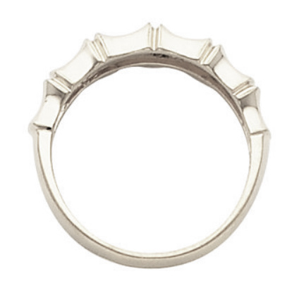 14k White Gold Bamboo Tapered Designer Ring