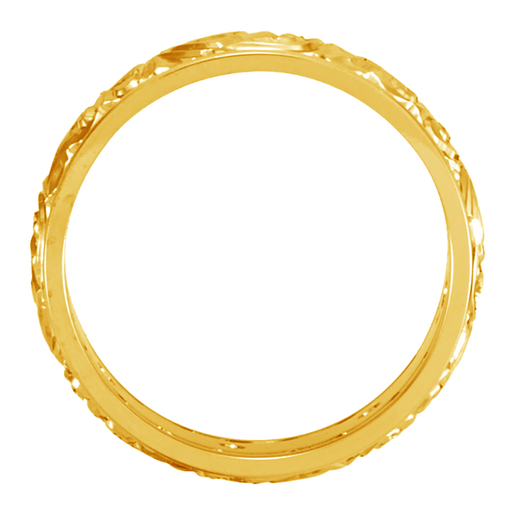 Open-Cut Scrollwork Hand-Engraved Band, 8.5 mm 14k Yellow Gold 