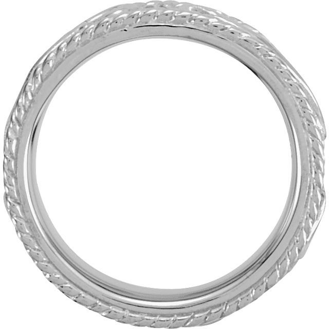 Raised Scroll Design Band, 7.25mm 14k White Gold