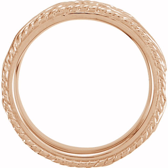 Raised Scroll Design Band, 7.25mm 14k Rose Gold