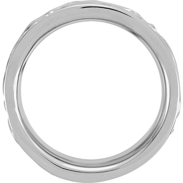 Etruscan Inspired 8.25 mm Rhodium Plated 14k White Gold Band