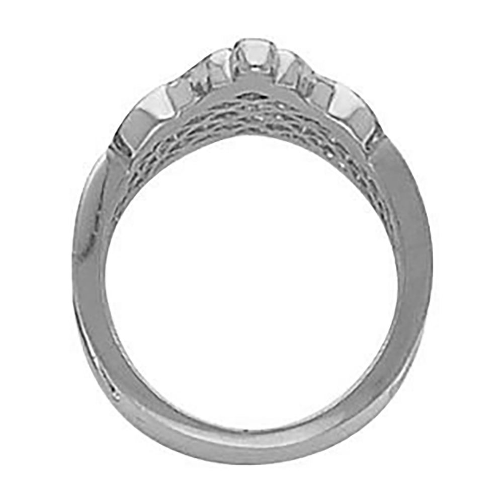 Basket Design Latticework Ring, 17mm Rhodium-Plated 14k White Gold