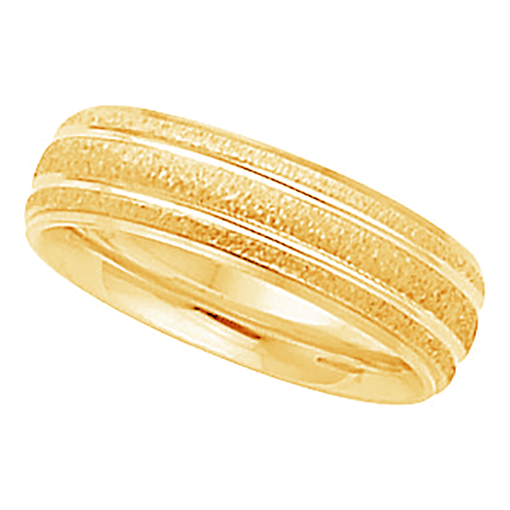 Petite Grooved Comfort-Fit Band, 6mm 14k Yellow Gold