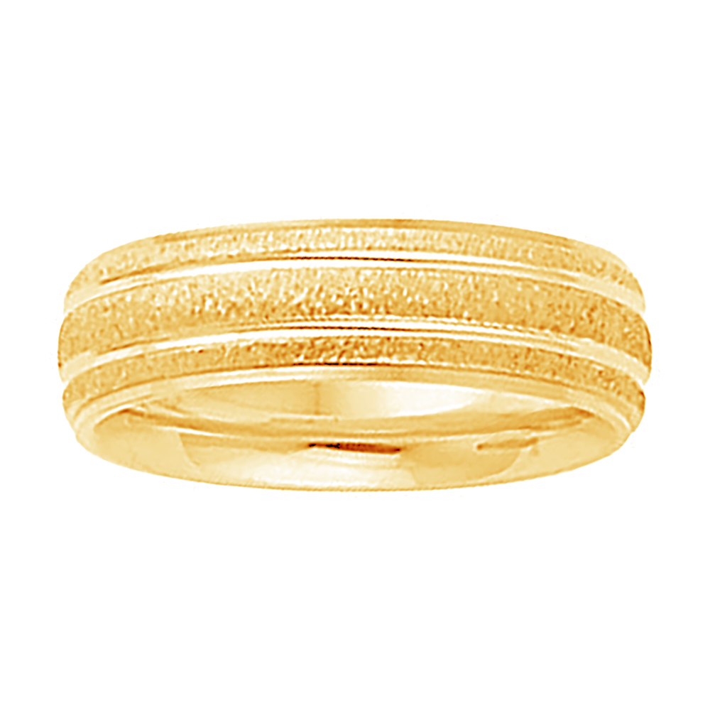 Petite Grooved Comfort-Fit Band, 6mm 14k Yellow Gold