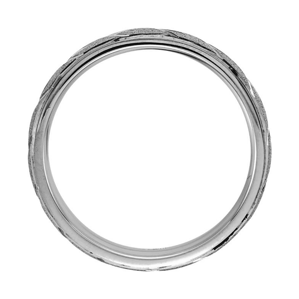 Flat Diamond-Cut Grooved Comfort-Fit Band, 6mm 14k White Gold