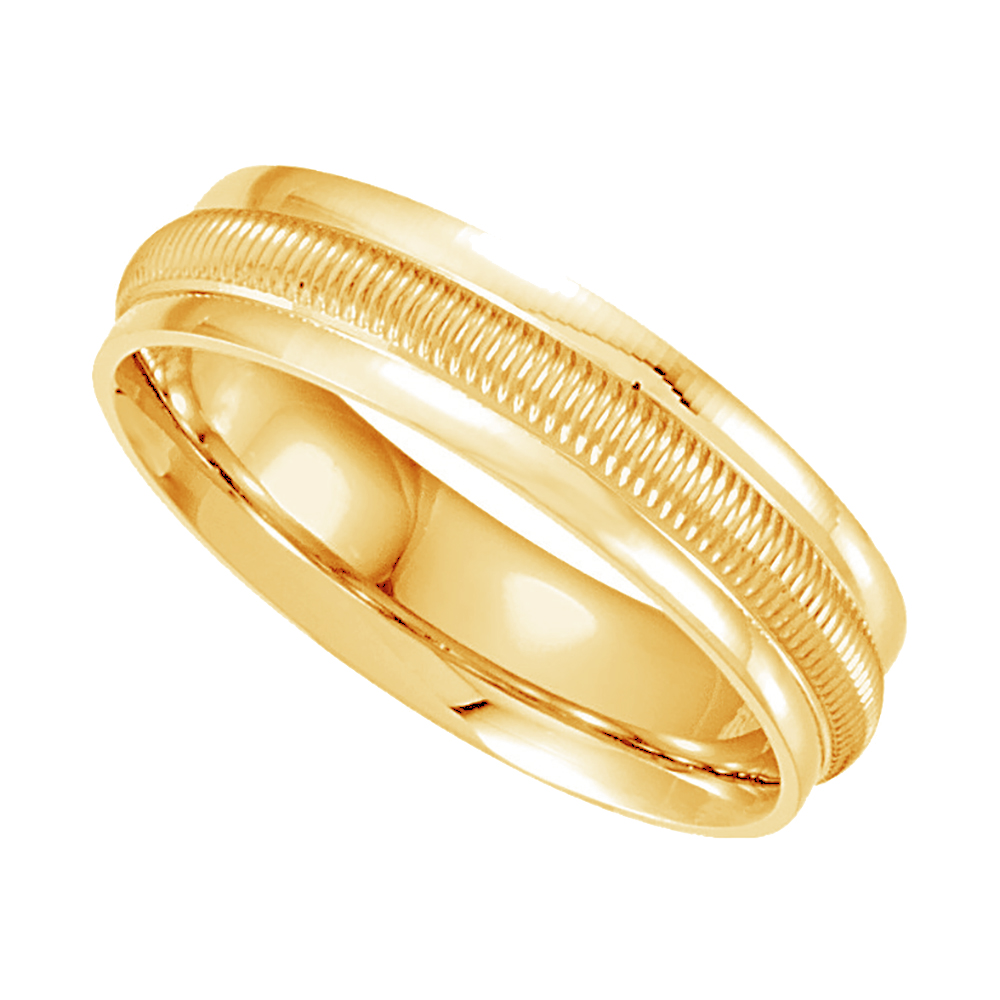 Channel Sleeve Two-Tone Comfort-Fit Band, 6mm 14k Yellow and White Gold