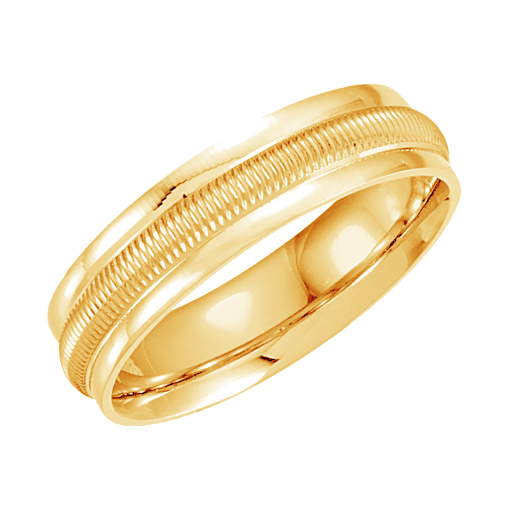 Channel Sleeve Two-Tone Comfort-Fit Band, 6mm 14k Yellow and White Gold