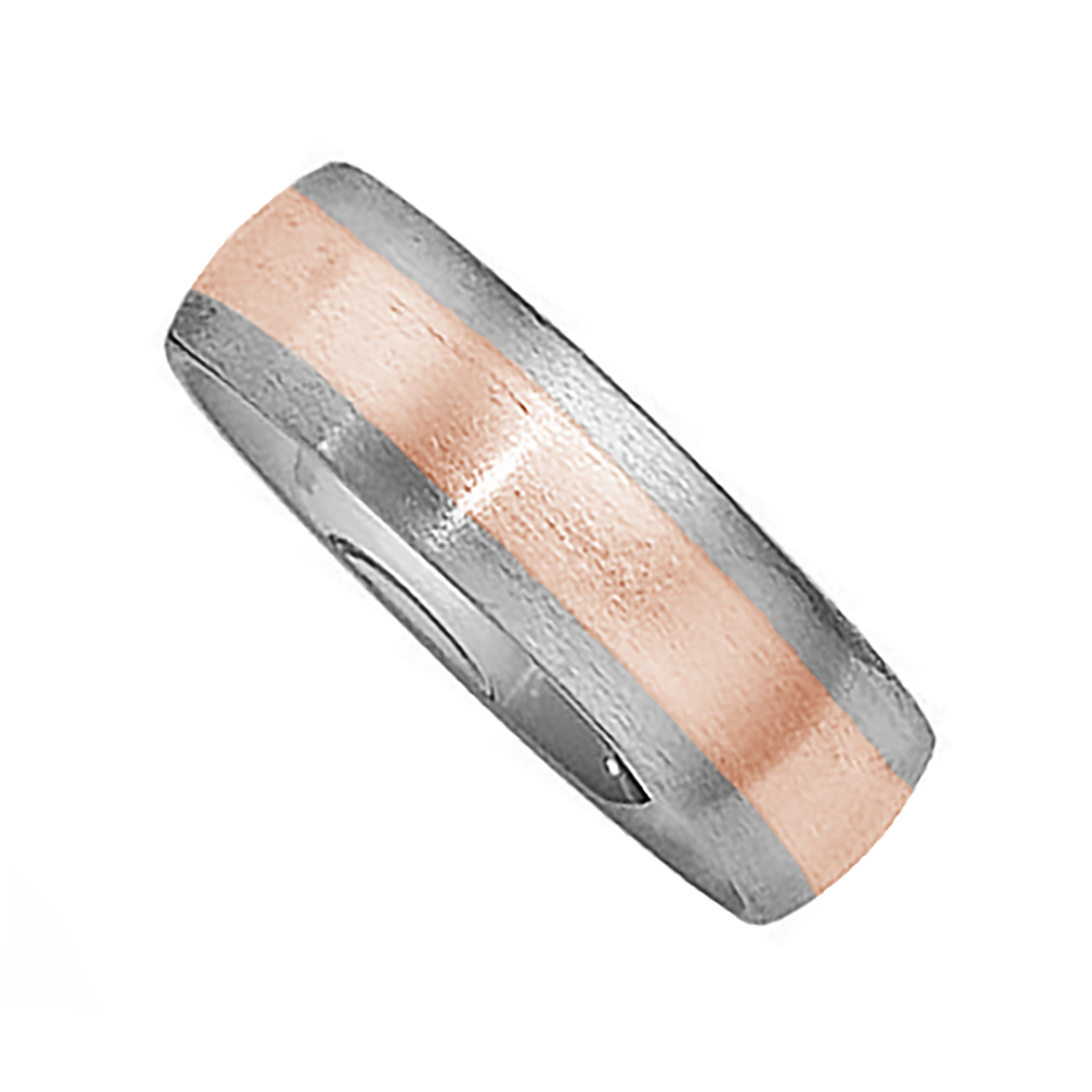 Comfort-Fit Two-Tone Band, 6mm 14k White and Rose Gold