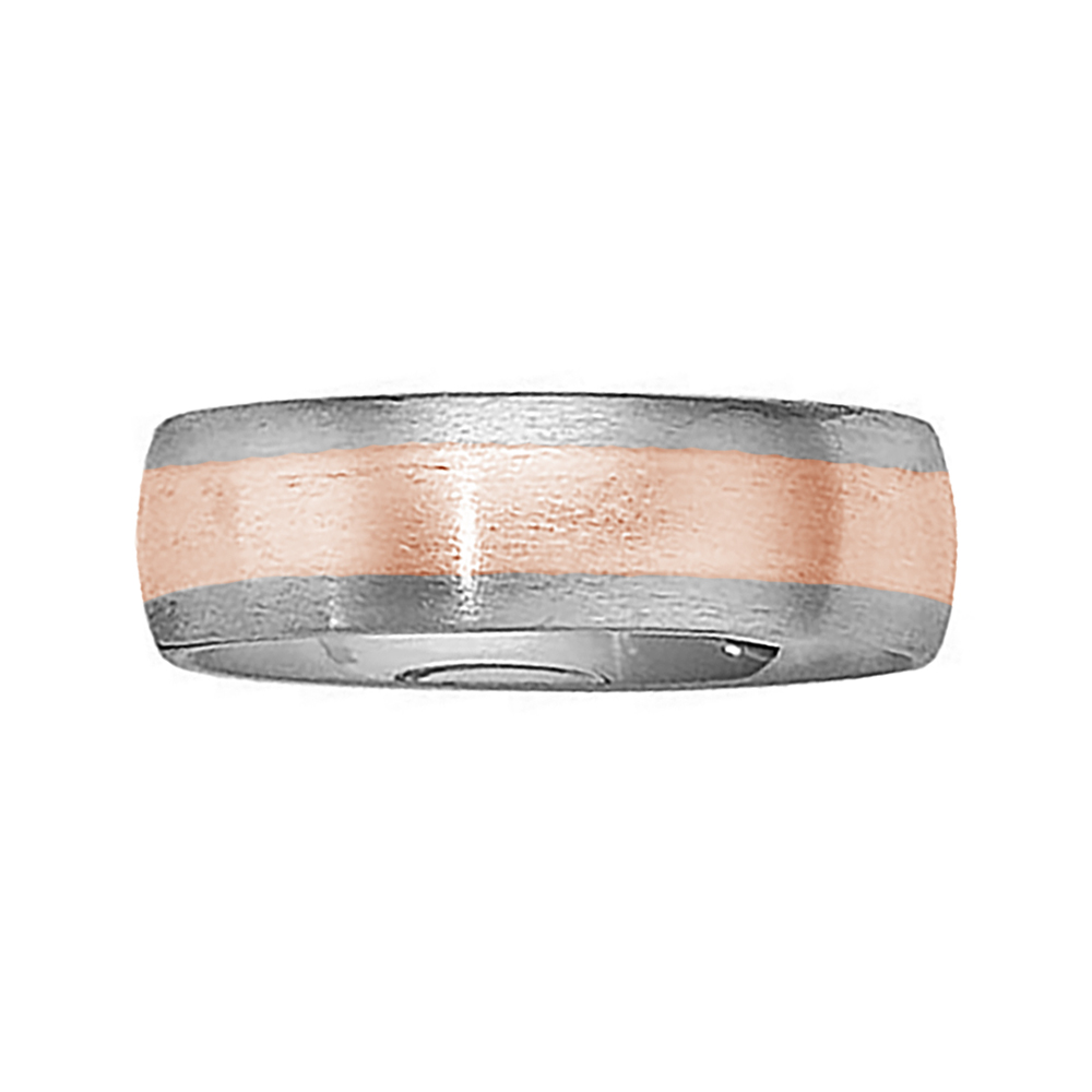 Comfort-Fit Two-Tone Band, 6mm 14k White and Rose Gold