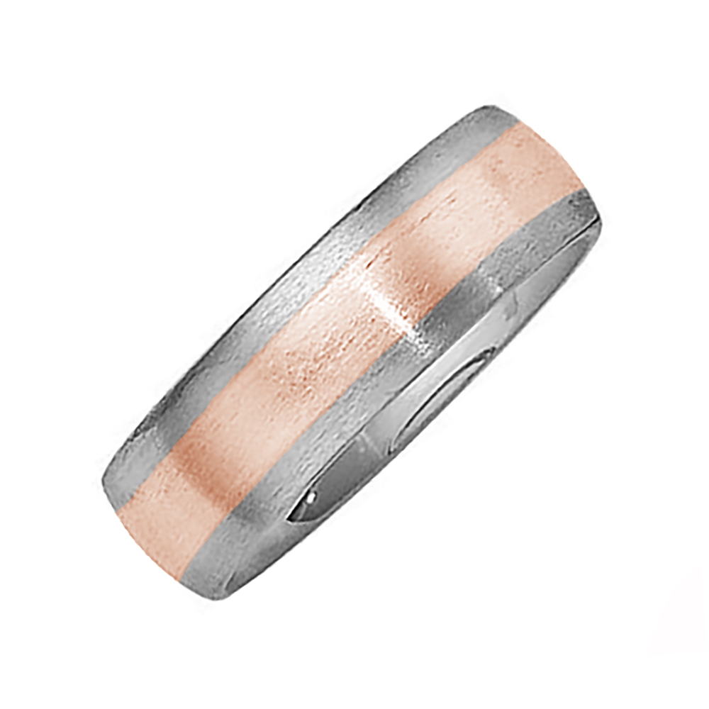 Comfort-Fit Two-Tone Band, 6mm 14k White and Rose Gold