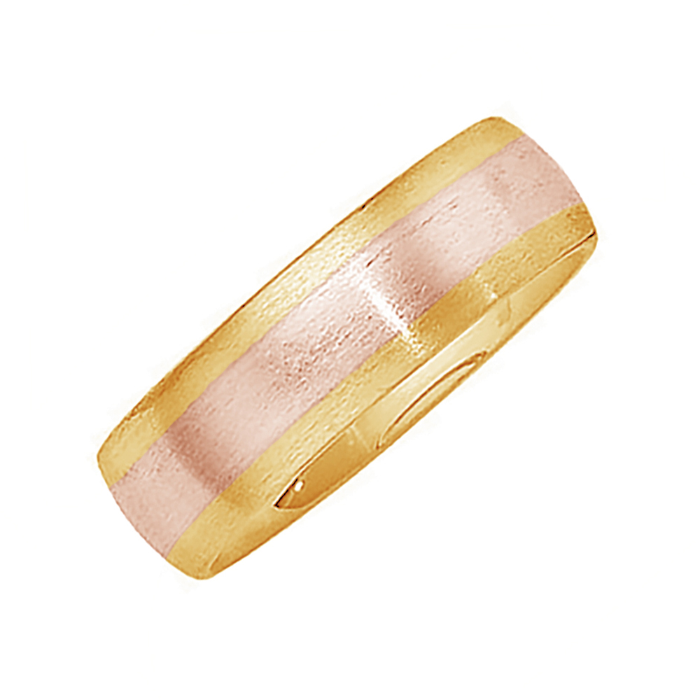 Comfort-Fit Two-Tone Band, 6mm 14k Yellow and Rose Gold, Size 