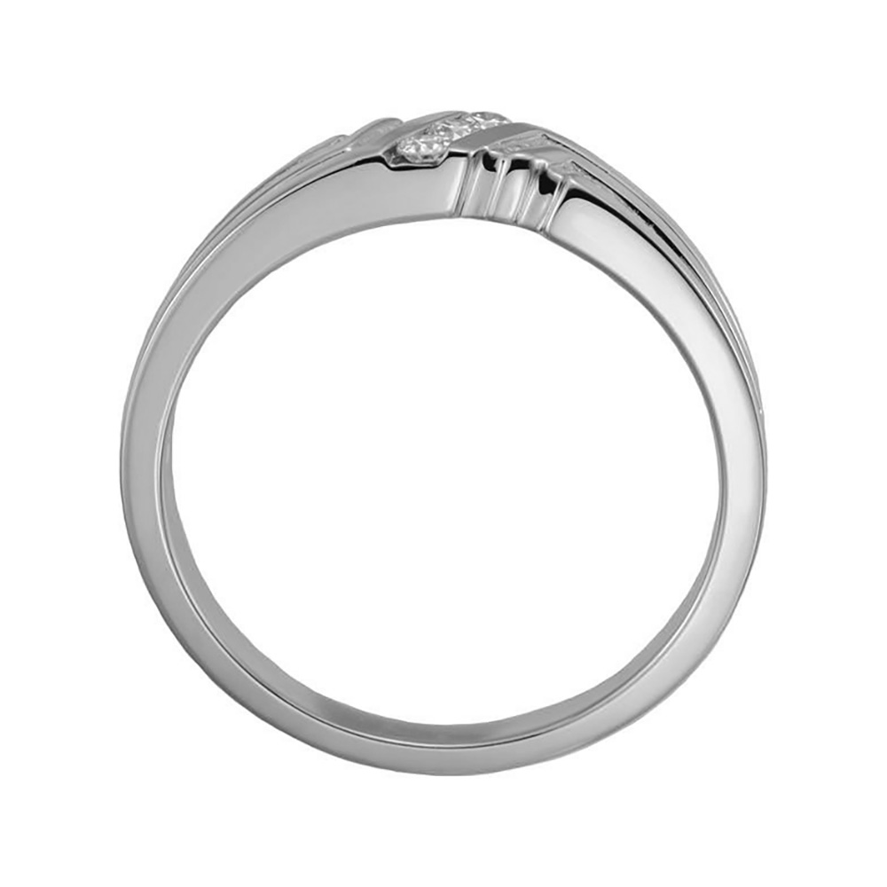 Men's Three Diamond Duo Band, 6.5mm Rhodium-Plated 14k White Gold