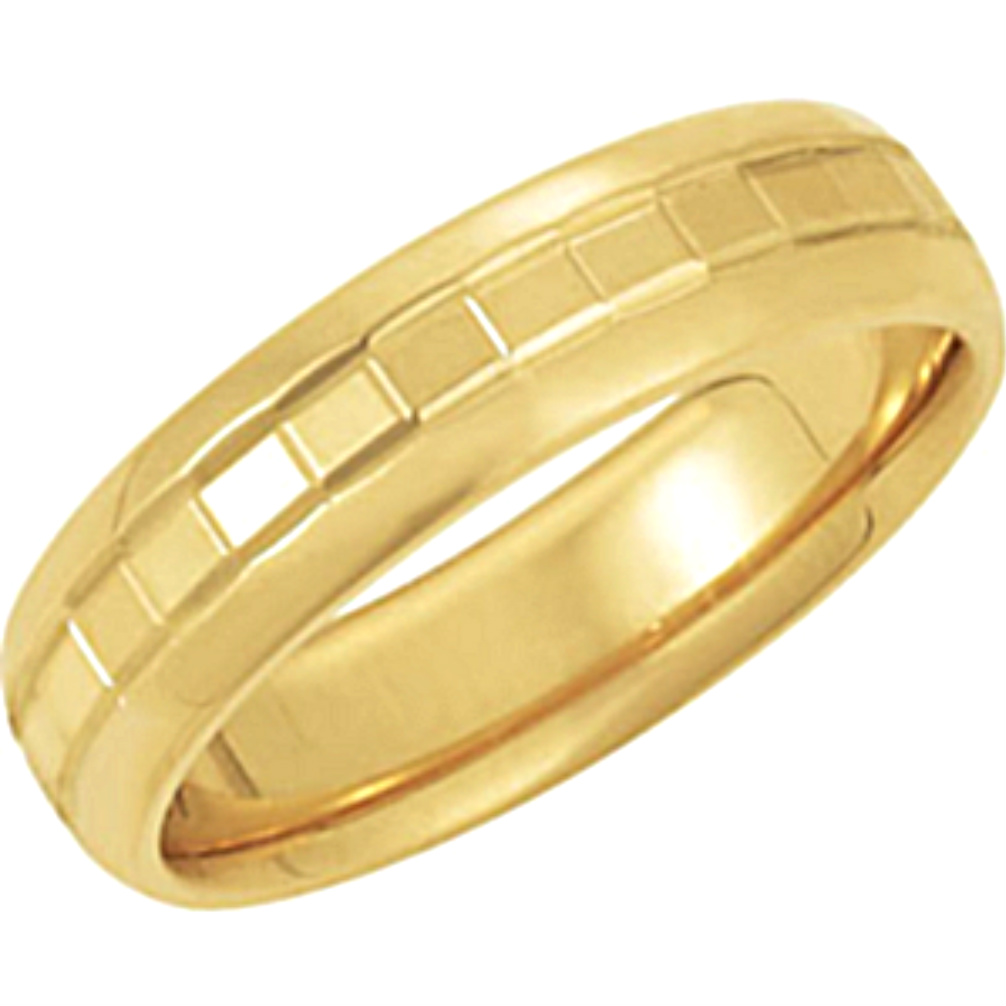 Domed Designer 6mm Comfort Fit 14k Yellow Gold Band 