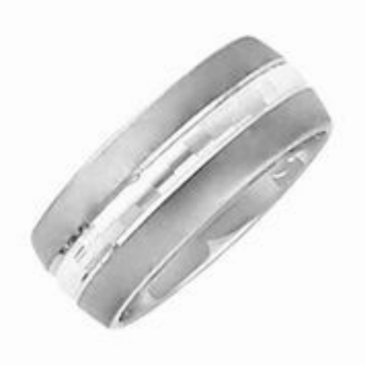 Domed Satin Brushed 8mm Comfort Fit 14k White Gold Band