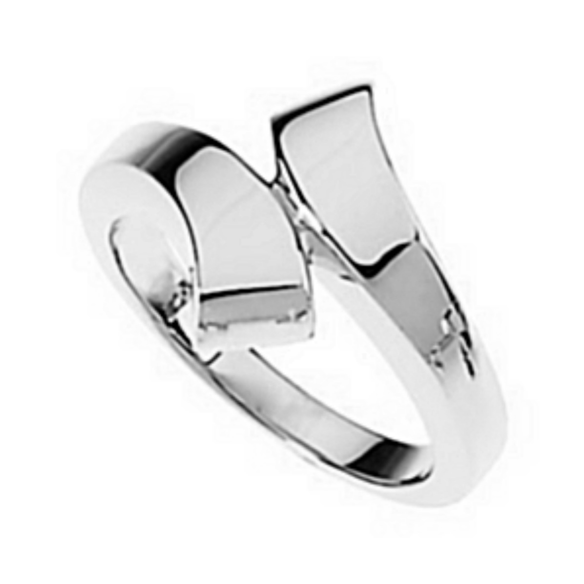 Contemporary Bypass Band, 15mm Rhodium-Plated 14k White Gold Contemporary