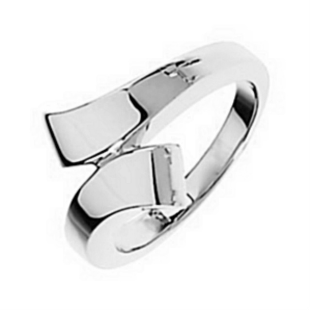 Contemporary Bypass Band, 15mm Rhodium-Plated 14k White Gold Contemporary