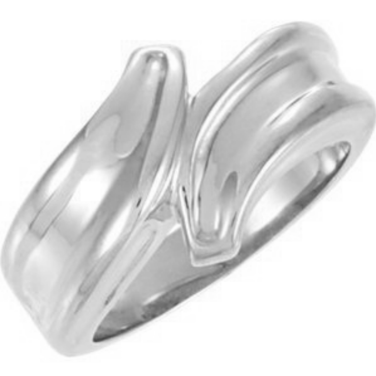 Vintage Style Bypass Ring, 8mm Rhodium-Plated 14k White Gold, Size