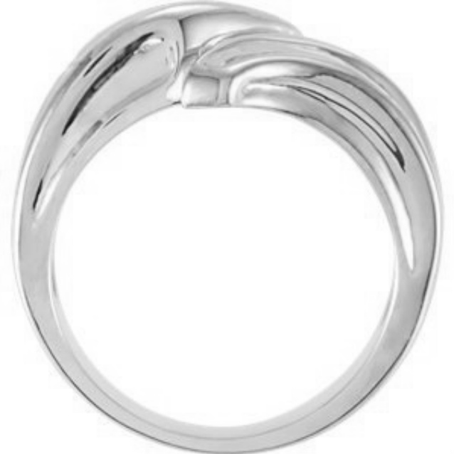 Vintage Style Bypass Ring, 8mm Rhodium-Plated 14k White Gold