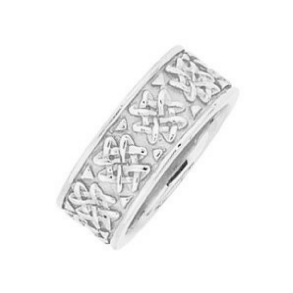 Celtic Woven Design Band, 8.25mm Rhodium-Plated 14k White Gold