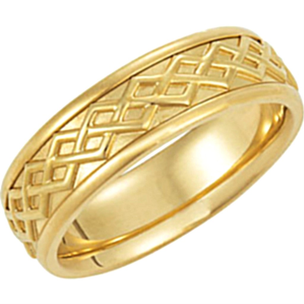 Celtic Design 7mm Comfort-Fit 14k Yellow Gold Band