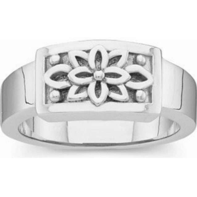 Lotus Flower Band, 8mm 14k White Gold