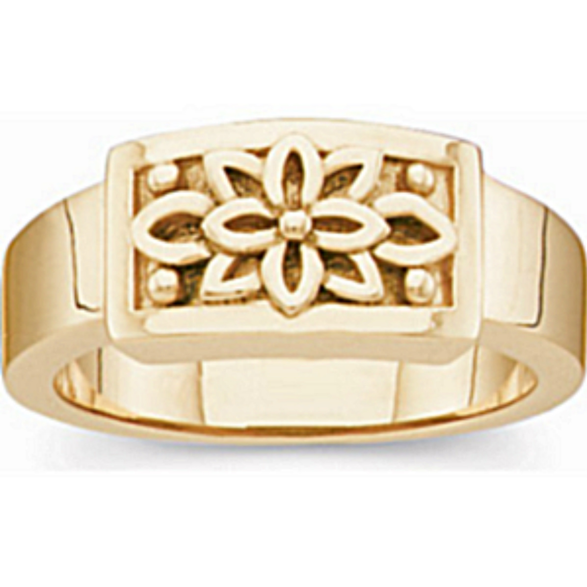 Fashion Lotus Flower Ring, 8mm Rhodium-Plated 10k Yellow Gold