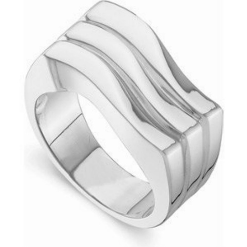  Ocean Wave Designer Band, Rhodium-Plated 14k White Gold, Ring Size 6 to 7