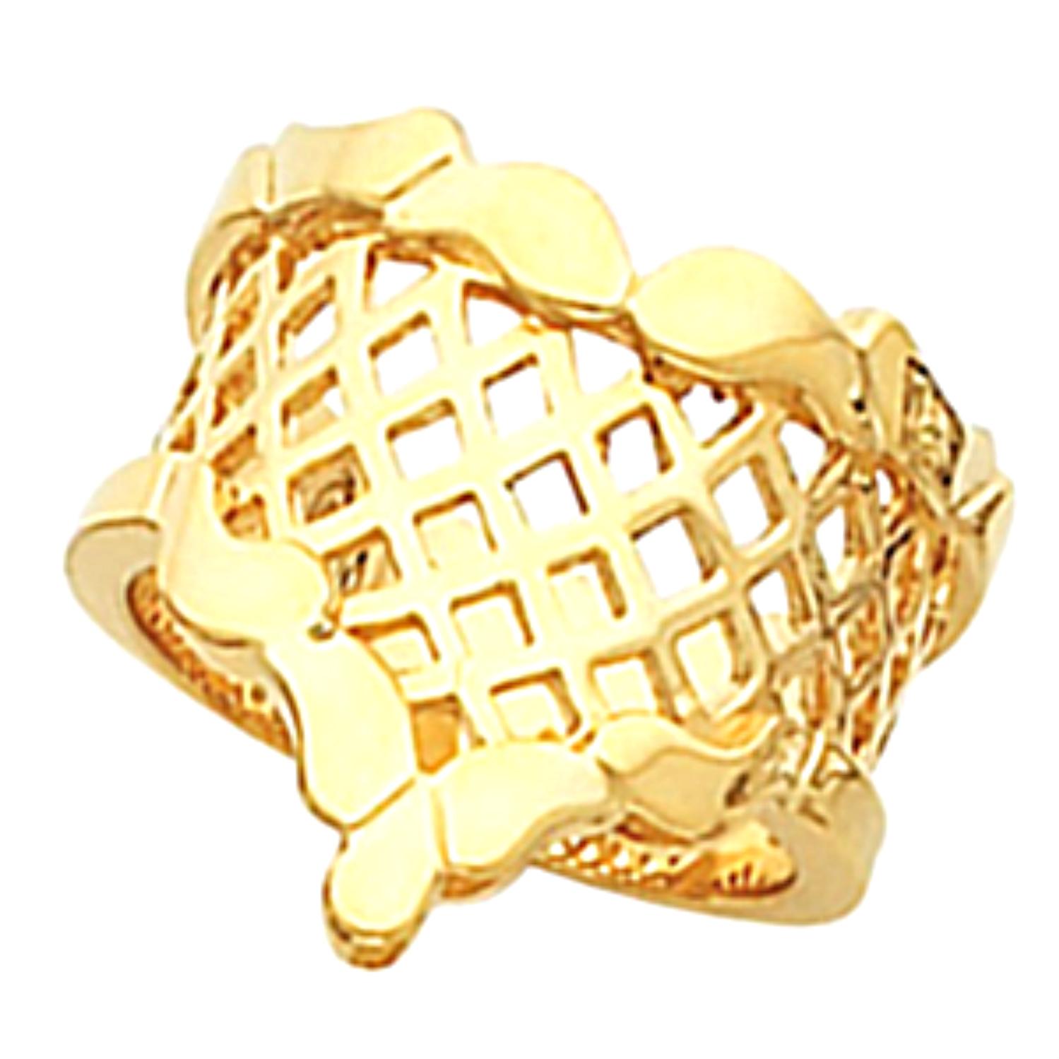 Basket Design Latticework Ring, 17mm 10k Yellow Gold