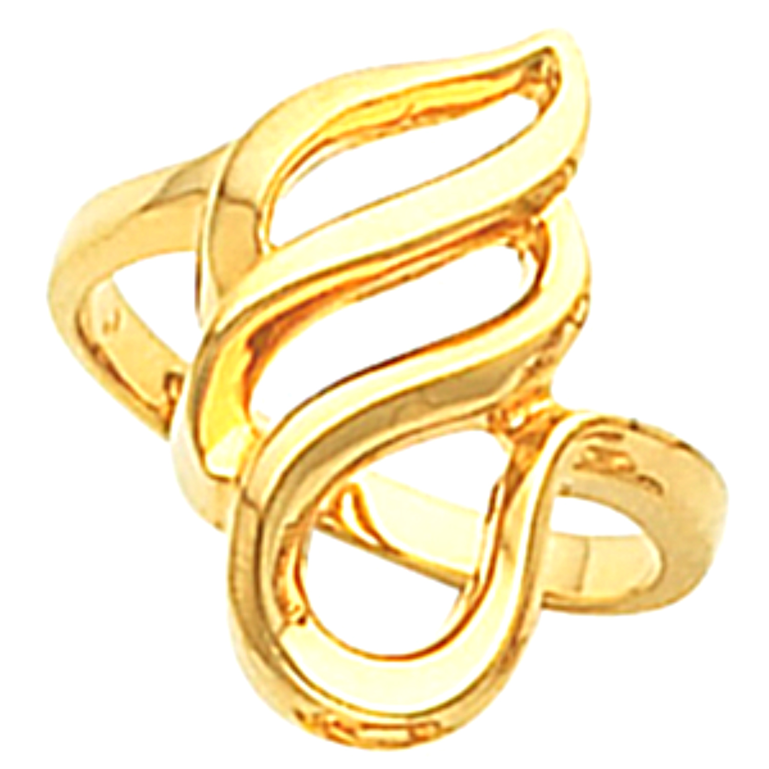 Freeform Flat Edge Fashion Ring, 19.5mm 10k Yellow Gold